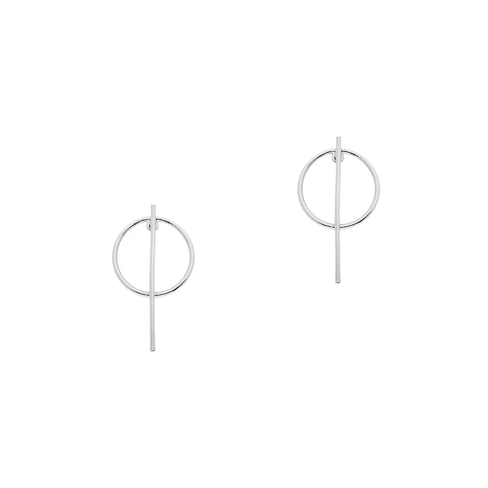 Geometra​Pewter Hoop Drop Earrings