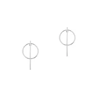 Geometra​Pewter Hoop Drop Earrings