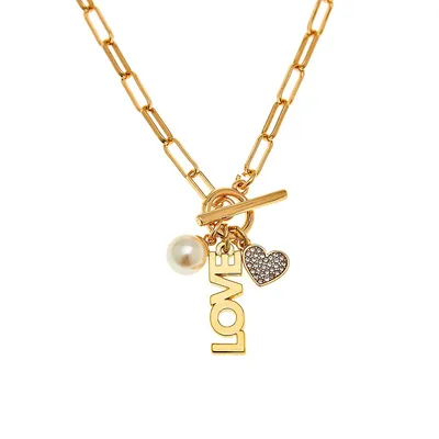 Collier P.S. I Love You plaqué or rose 44 cm