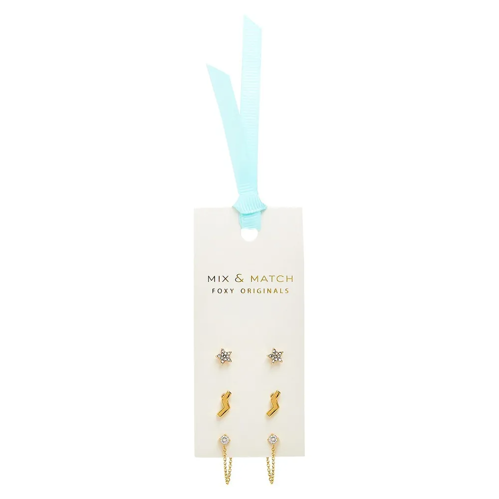 Mix & Match Bowie 14K Goldplated Crystal Earrings