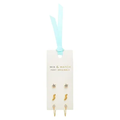 Mix & Match Bowie 14K Goldplated Crystal Earrings