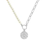 The Pearl Set Silverplated, Freshwater Glass Pearl & Crystal Soleil Necklace