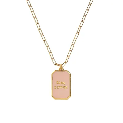 Bright On 14K Goldplated Fine Pewter Stay Strong Pendant Necklace