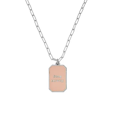 Bright On Silverplated Fine Pewter Stay Strong Pendant Necklace