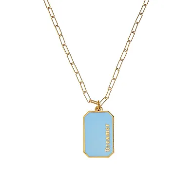 14K Goldplated & Fine Pewter Dreamer Hand-Painted Pendant Necklace