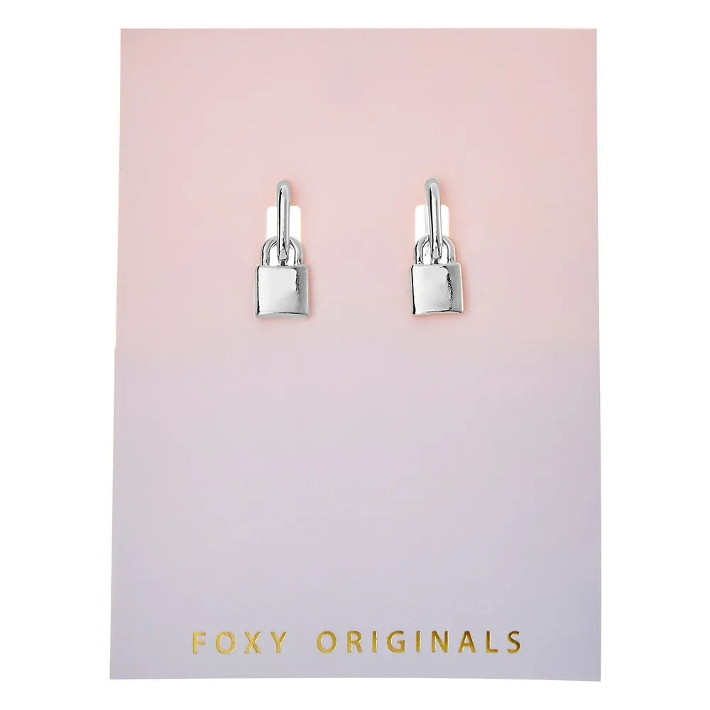 Golden Days Silverplated Lock Earrings