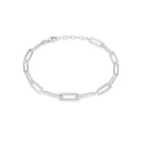 Sterling Silver & Cubic Zirconia Paperclip Link Chain Bracelet