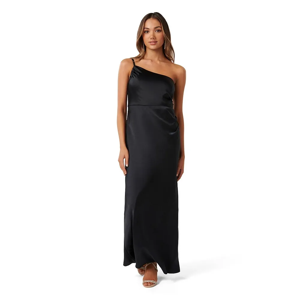 BSL Asymmetrical Hem Detail One Shouldered Long Dress