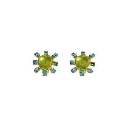Aqua And Peridot Stone Earrings