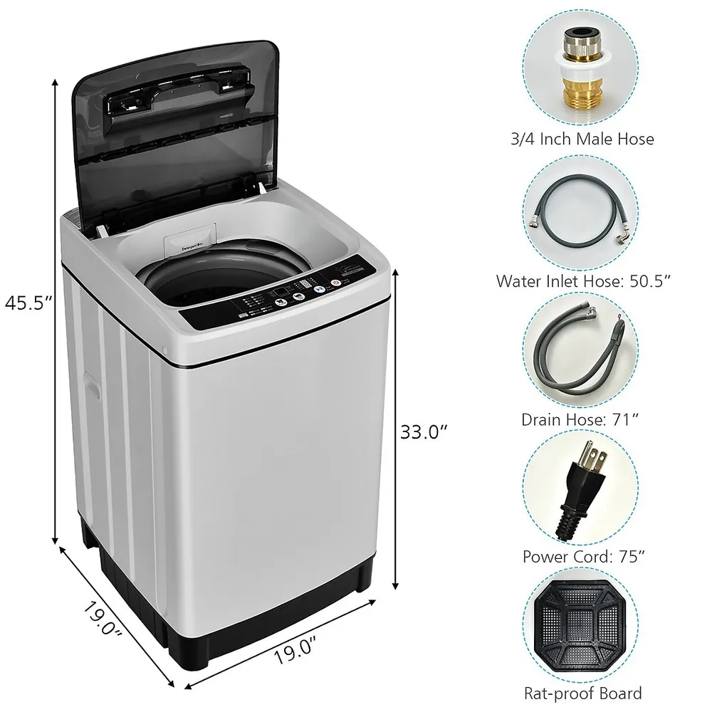 COMFEE’ 1.6 Cu.Ft Portable Washing Machine, 11lbs Capacity Fully Automatic Compact Washer with Wheels, 6 Wash Programs Laundry Washer with Drain Pump