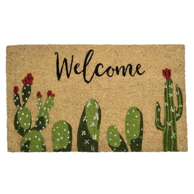 Natural Coir Cactus "welcome" Outdoor Doormat 18" X 30"