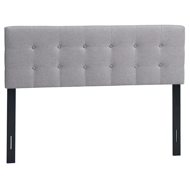 Upholstered Headboard with Antique Brass-Finish Nailheads - Queen