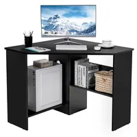 Corner Computer Desk Triangle Writing Workstation W/ Storage Shelf