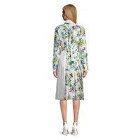 Silk-Blend Abstract Floral Shirt Dress