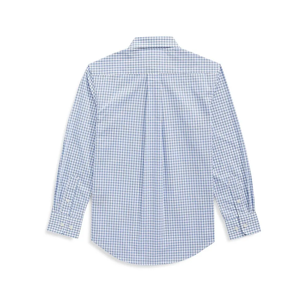 Boy's Grid-Print Sport Shirt