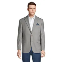 Classic-Fit Wool-Blend Natural Stretch Windowpane Suit Jacket