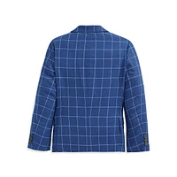 Boy's Windowpane Check Linen-Blend Sportcoat