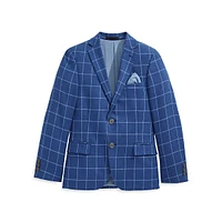 Boy's Windowpane Check Linen-Blend Sportcoat