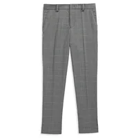 Boy's Windowpane Plaid Dress Pants