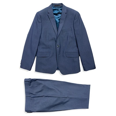 Boy's Fitted Micro Check Suit