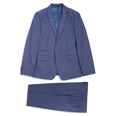 Boy's Fitted Micro Check Suit