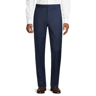 Classic-Fit Checks Wool-Blend Flat-Front Trousers