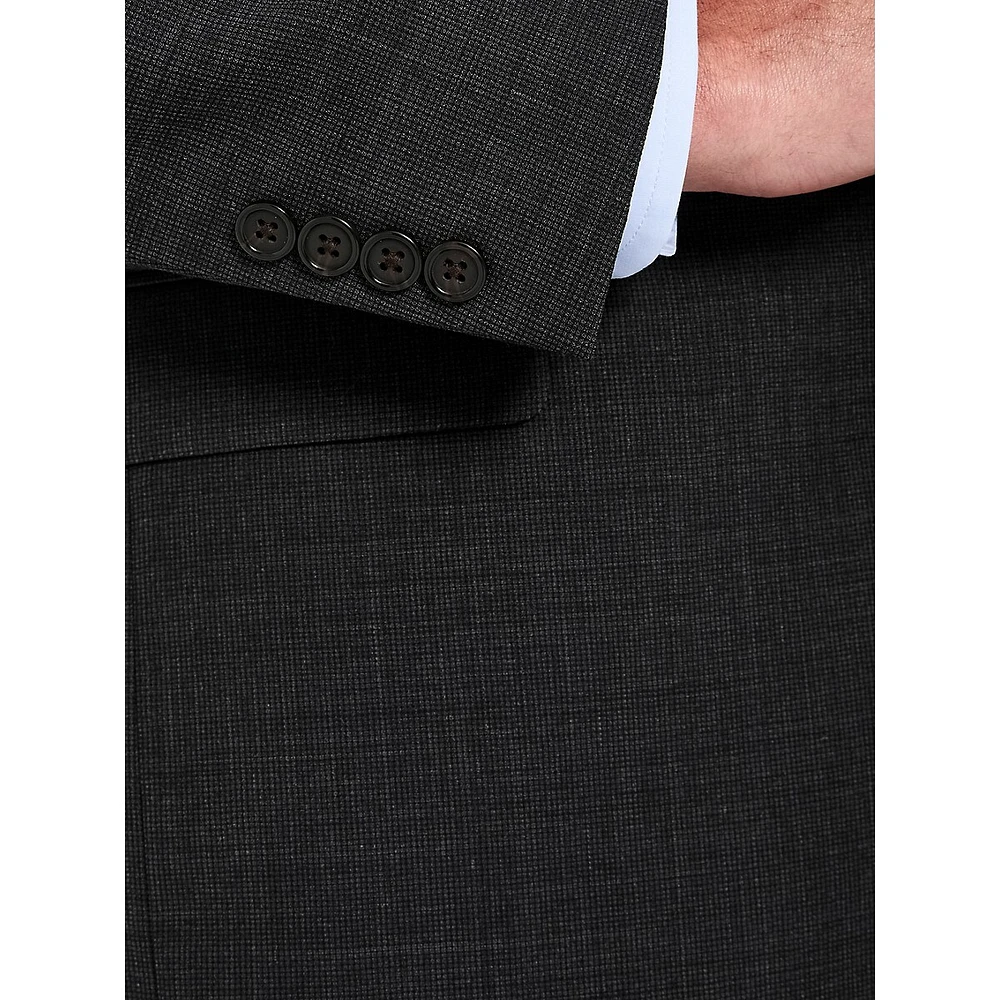 Classic-Fit Charcoal Neat Suit Separate Jacket