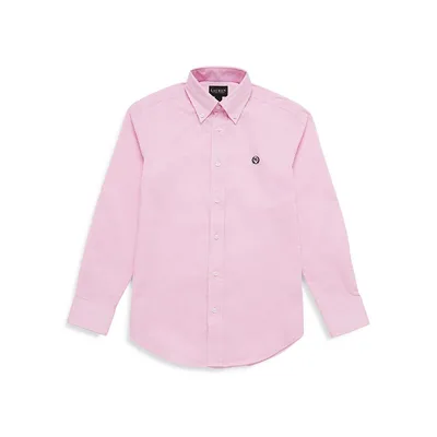 Boy's Mini Check Button-Down Dress Shirt