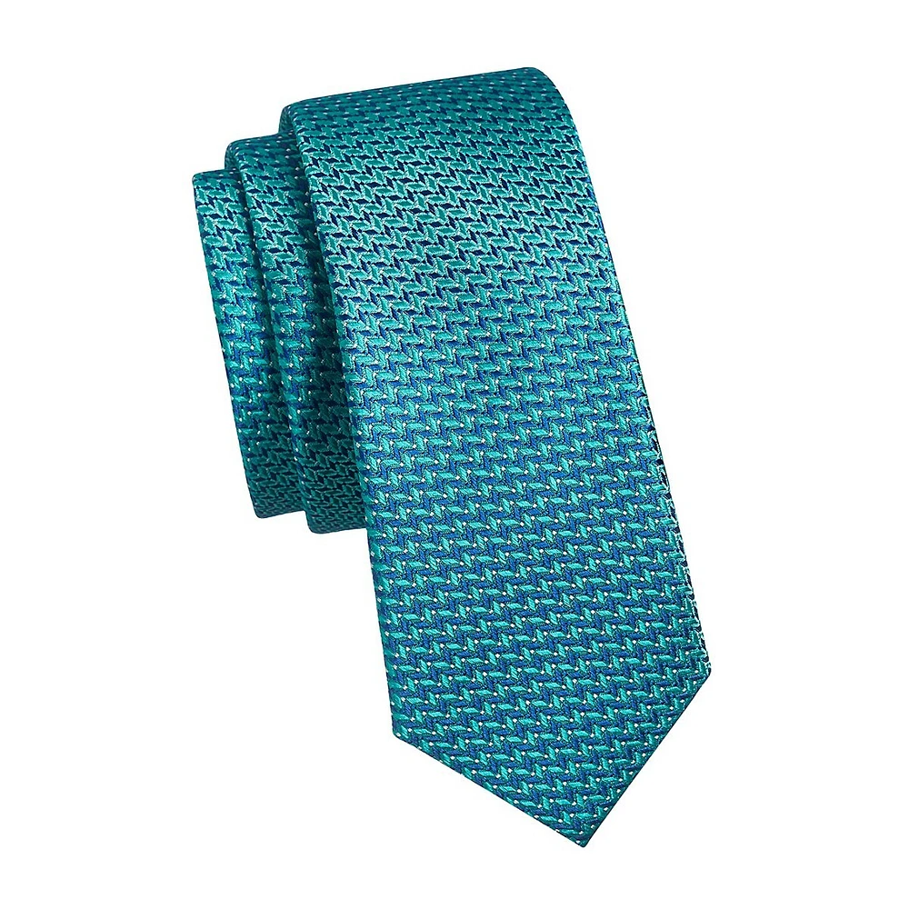 Silk-Blend Zig-Zag Slim Tie