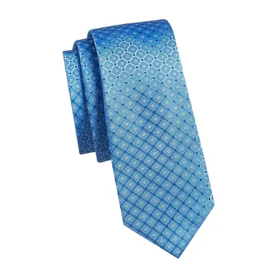 Tile-Pattern Silk-Blend Slim Tie