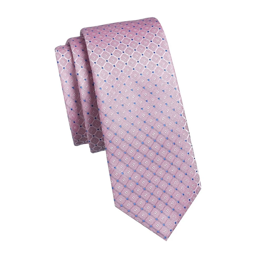 Tile-Pattern Silk-Blend Slim Tie