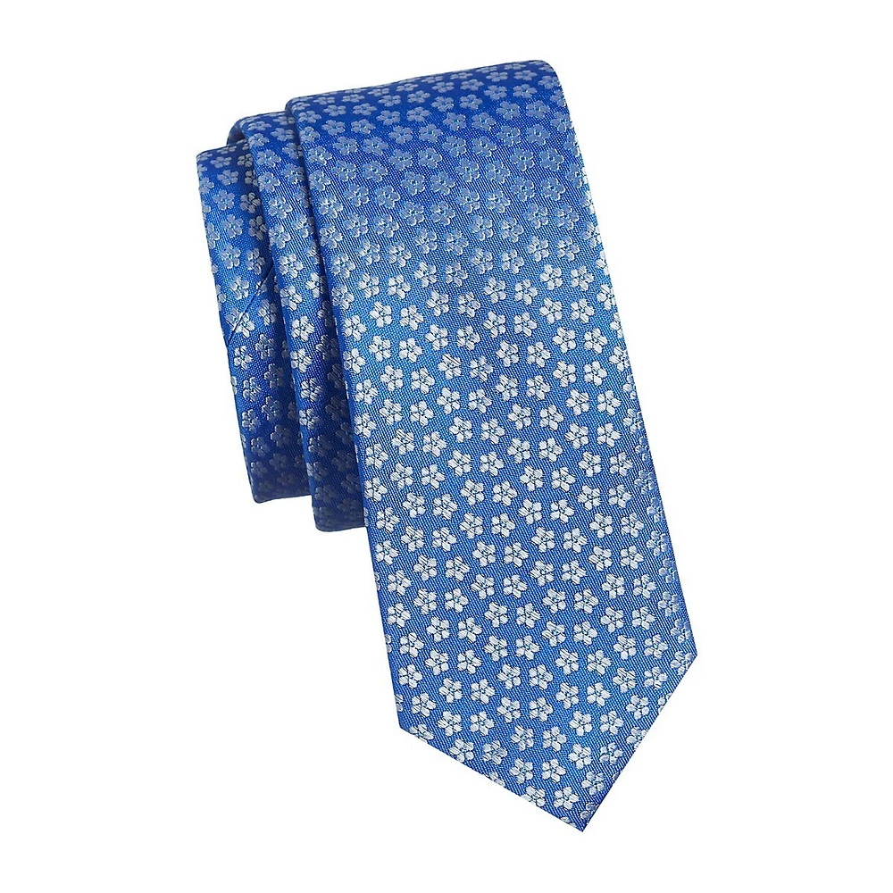 Silk-Blend Daisy Slim Tie
