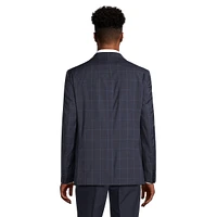 Slim-Fit Wool-Blend Windowpane Check Suit Jacket