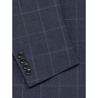 Slim-Fit Wool-Blend Windowpane Check Suit Jacket