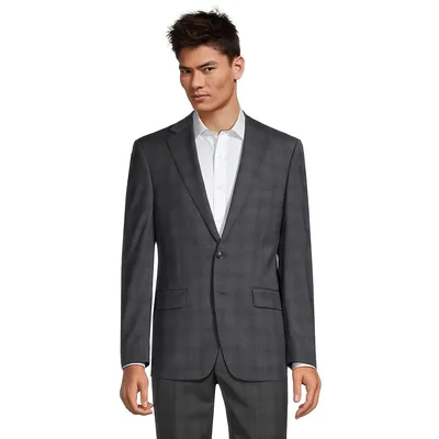 Slim-Fit Plaid Wool-Blend Suit Jacket