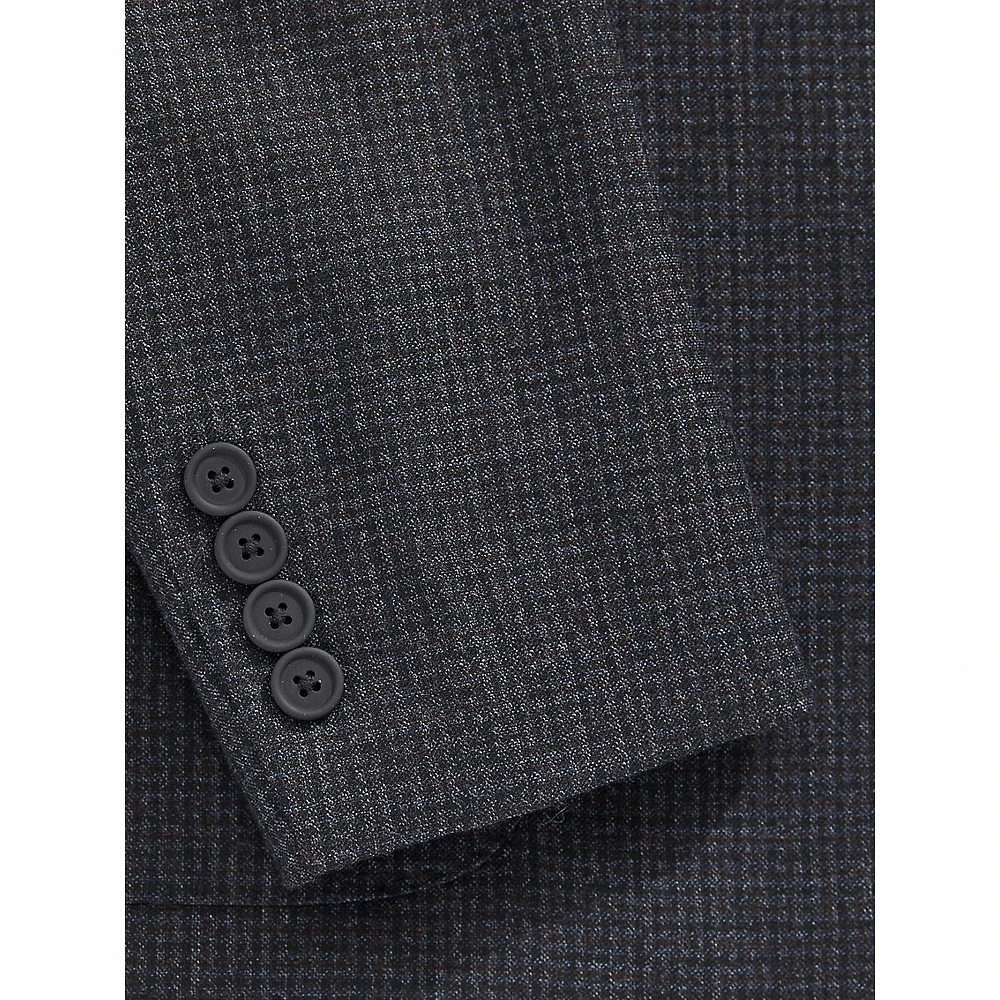 Extreme-Slim Fit Wool-Blend Mini Grid Blazer