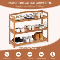 tier Wood Shoe Rack Solid Acacia Wood Shoe Shelf With Side Metal Hooks