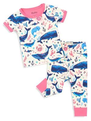 Baby Girl's 2-Piece Aquatic Organic-Cotton Pyjama Set