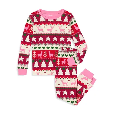 Little Girl's 2-Piece Fairisle-Print Pyjama Set