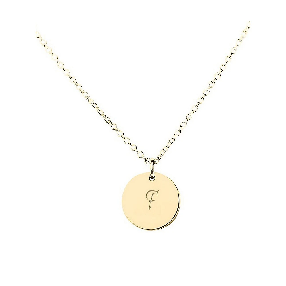 10K Yellow Gold Small Charm Initial Disc Necklace