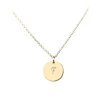 10K Yellow Gold Small Charm Initial Disc Necklace