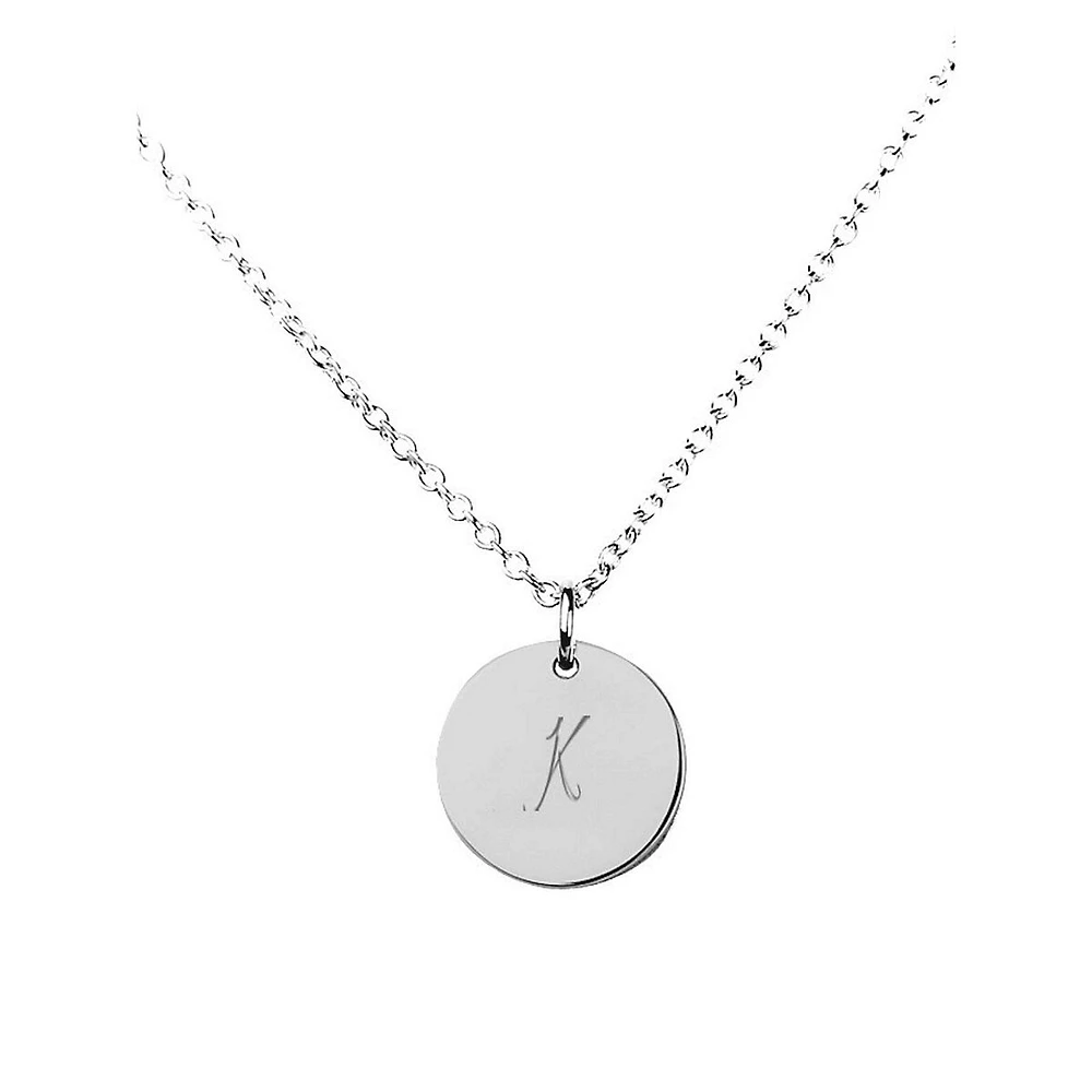 14K White Gold Small Initial Disc Necklace