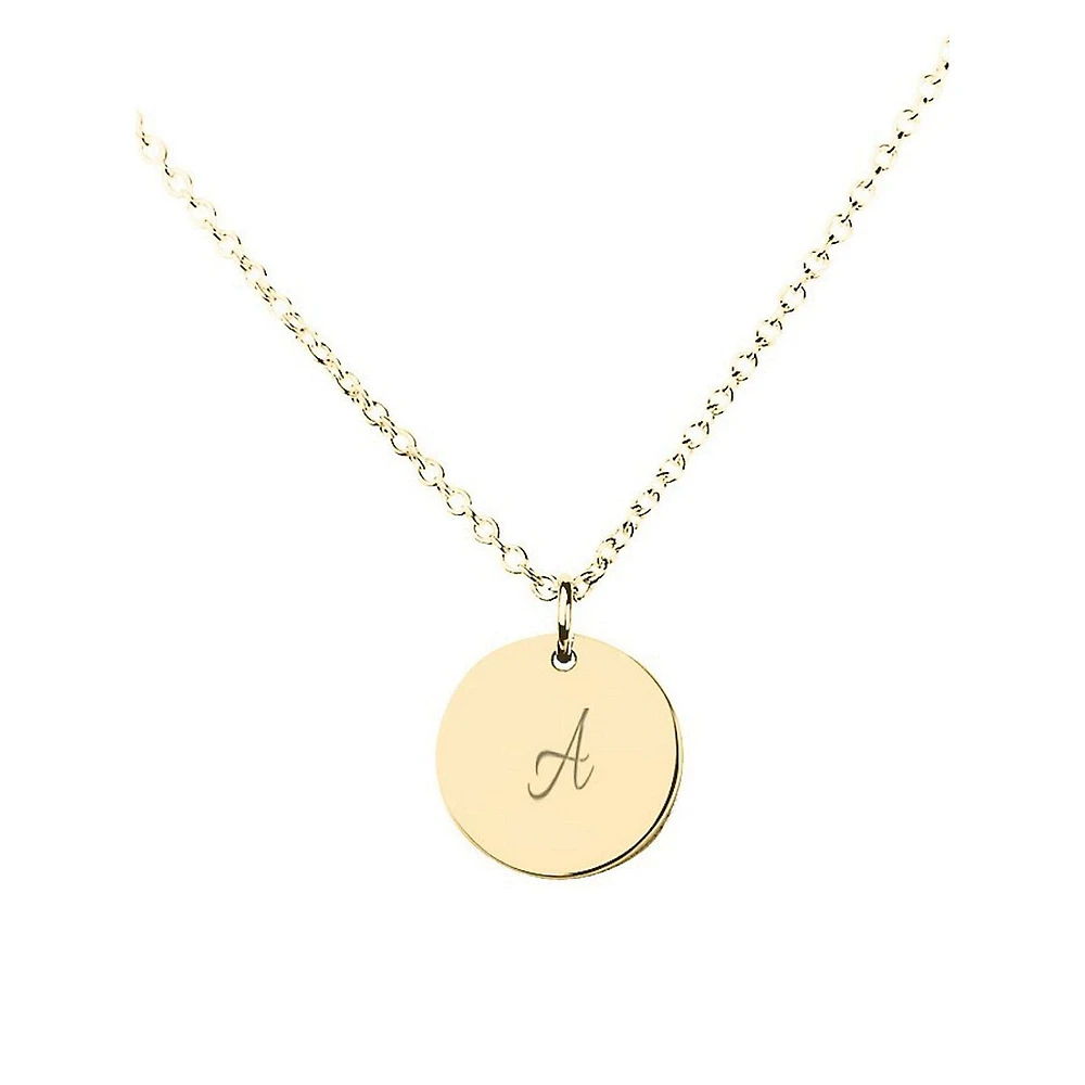 14K Yellow Gold Large Initial Disc Necklace