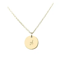 14K Yellow Gold Large Initial Disc Necklace