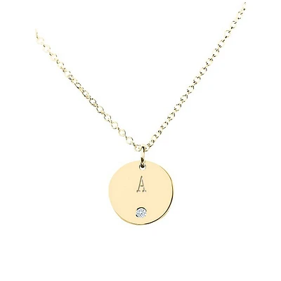 I 10K Yellow Gold & 0.01 CT. T.W. Diamond Disc Pendant Necklace