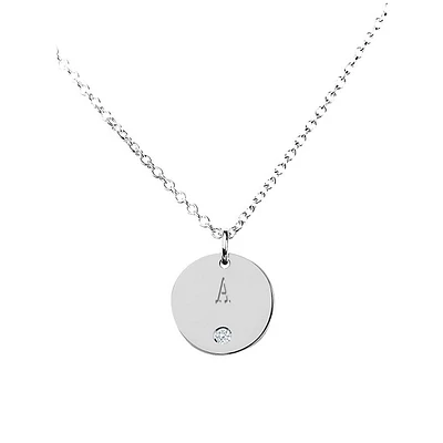 Collier à pendentif en or blanc 10 ct avec diamants 0,01 PT