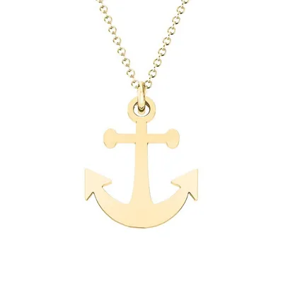 10K Yellow Gold Anchors Aweigh Pendant Necklace