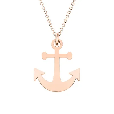 10K Rose Gold Anchors Aweigh Pendant Necklace