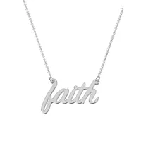 10K White Gold Have Faith Pendant Necklace