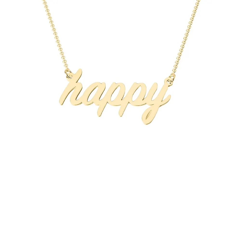 10K Yellow Gold Be Happy Pendant Necklace